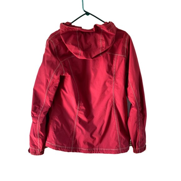 Eddie Bauer Womens Weather Edge Red Full Zip Hooded Lightweight Rain Jacket MED - Picture 2 of 8